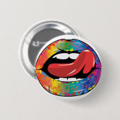 Fleur de Rainbow Licking Lips Ronde Button 5,7 Cm (Voorkant /achterkant)