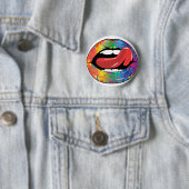 Fleur de Rainbow Licking Lips Ronde Button 5,7 Cm (In situ)