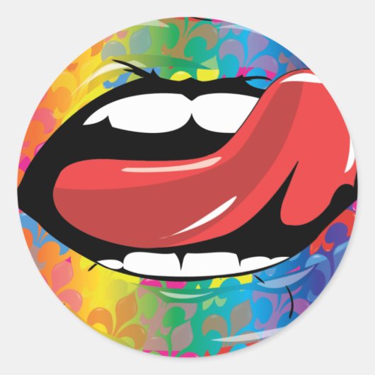 Fleur de Rainbow Licking Lips Ronde Sticker (Voorkant)