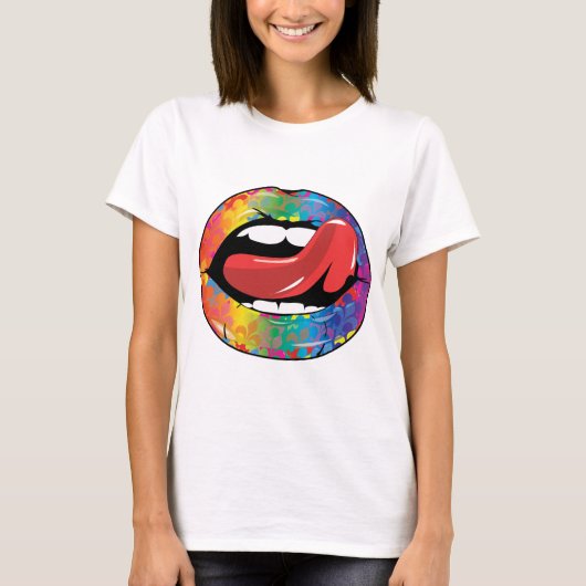 Fleur de Rainbow Licking Lips T-shirt (Voorkant)