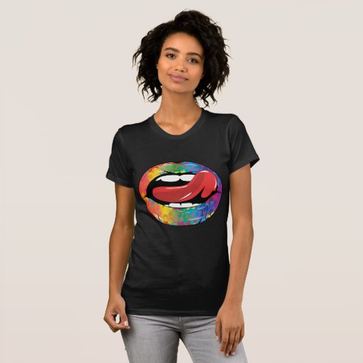 Fleur de Rainbow Licking Lips T-shirt (Voorkant volledig)