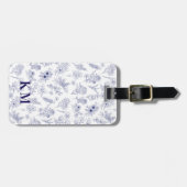 Fleur de Saison Blauwe en Witte Bagage Label (Voorkant horizontaal)