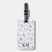 Fleur de Saison Blauwe en Witte Bagage Label (Voorkant verticaal)