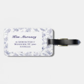 Fleur de Saison Blauwe en Witte Bagage Label (Achterkant horizontaal)