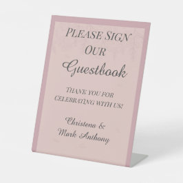 Fleur de Satin Gelieve ons gastboek te tekenen Han Reclamebord Met Voetstuk