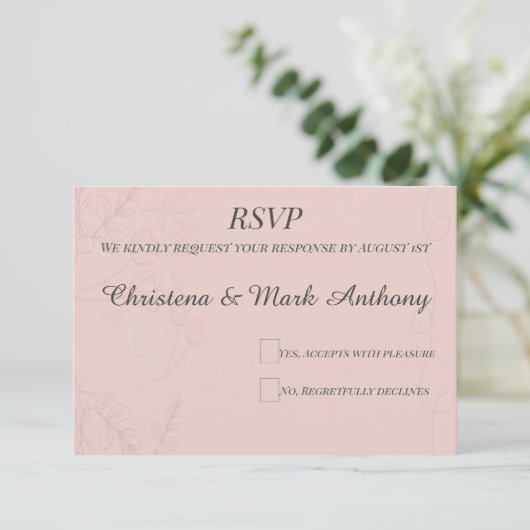 Fleur de Satin  RSVP Kaartje (Staand voorkant)