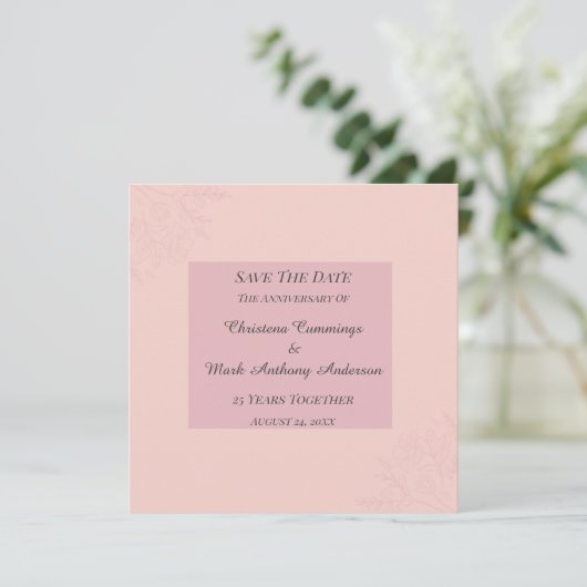 Fleur de Satin Wedding Anniversary Save The Date Kaart (Staand voorkant)