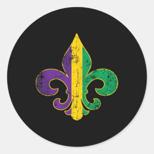 Fleur Delis Mardi Gras symbool Louisiana Carnaval Ronde Sticker