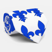 "Fleur des Lis Blue" op wit Stropdas (Opgerold)