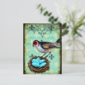Fleur Di Lis Bird Nest Shabby Chic Briefkaart (Staand voorkant)