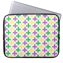 Fleur-di-lis in de kleuren van Mardi Gras Laptop Sleeve