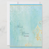 Fleur di Lys Damask 2 Blauw - Bruiloft uitnodiging (Voorkant)