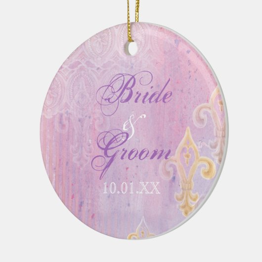 Fleur di Lys Damask 2 Blauw - Ornament (Links)