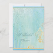 Fleur di Lys Damask 2 Blue - Wedding Invitation Kaart (Voorkant)