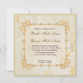 Fleur di Lys Damask 2 Cream bruiloft uitnodiging (Achterkant)