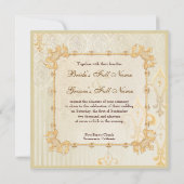 Fleur di Lys Damask 2 Cream bruiloft uitnodiging (Achterkant)