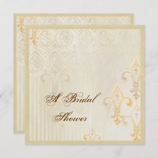 Fleur di Lys Damask 2 Cream - Weddenschap Kaart (Voorkant / Achterkant)