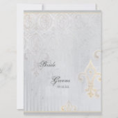Fleur di Lys Damask 2 Gray Wedding Invitation Kaart (Voorkant)