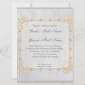 Fleur di Lys Damask 2 Gray Wedding Invitation Kaart (Achterkant)