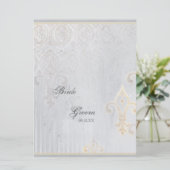 Fleur di Lys Damask 2 Gray Wedding Invitation Kaart (Staand voorkant)