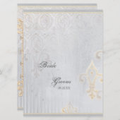 Fleur di Lys Damask 2 Gray Wedding Invitation Kaart (Voorkant / Achterkant)