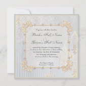 Fleur di Lys Damask 2 Gray Wedding Invitation Kaart (Achterkant)
