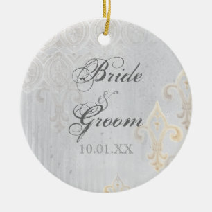 Fleur di Lys Damask 2 Grijs - Ornament