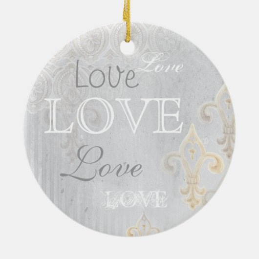 Fleur di Lys Damask 2 Grijs - Ornament (Achterkant)