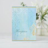 Fleur di Lys Damask 2 - Huwelijksreactiekaart RSVP Kaartje (Staand voorkant)