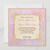 Fleur di Lys Damask 2 Lila Lavender Invitation Kaart (Achterkant)
