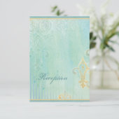 Fleur di Lys Damask 2 - Wedding RSVP-reactiekaart Informatiekaartje (Staand voorkant)