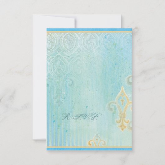 Fleur di Lys Damask 2 - Wedding RSVP-reactiekaart RSVP Kaartje (Voorkant)