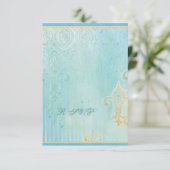 Fleur di Lys Damask 2 - Wedding RSVP-reactiekaart RSVP Kaartje (Staand voorkant)