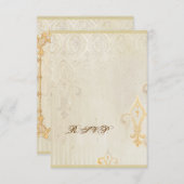 Fleur di Lys Damask 2 - Wedding RSVP-reactiekaart RSVP Kaartje (Voorkant / Achterkant)