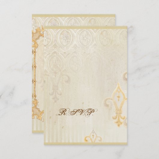 Fleur di Lys Damask 2 - Wedding RSVP-reactiekaart RSVP Kaartje (Voorkant / Achterkant)