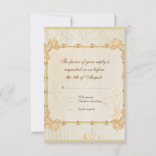 Fleur di Lys Damask 2 - Wedding RSVP-reactiekaart RSVP Kaartje (Achterkant)