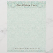 Fleur di Lys Damask Aqua Stationery Persoonlijk Briefhoofd (Voorkant)