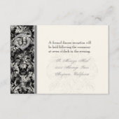 Fleur di Lys Damask - Black Reception Invitation Informatiekaartje (Voorkant)