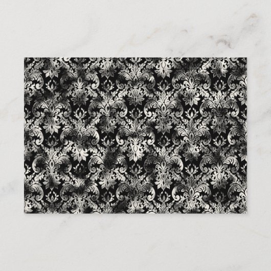 Fleur di Lys Damask - Black Reception Invitation Informatiekaartje (Achterkant)