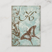 Fleur di Lys Damask Blue en Brown Visitekaartjes (Achterkant)