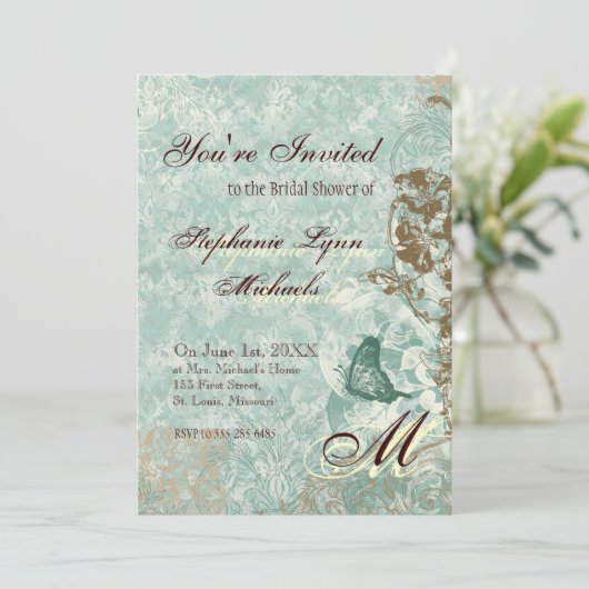 Fleur di Lys Damask - Bridal Shower Invitation Kaart (Staand voorkant)