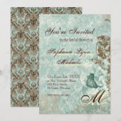 Fleur di Lys Damask - Bridal Shower Invitation Kaart (Voorkant / Achterkant)