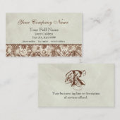 Fleur di Lys Damask Brown Visitekaartjes (Voorkant / Achterkant)