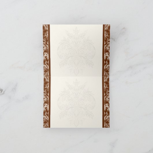 Fleur di Lys Damask - Bruin bedankje Kaarten (Binnen)