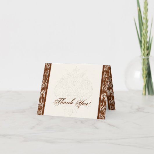 Fleur di Lys Damask - Bruin bedankje Kaarten (Voorkant)