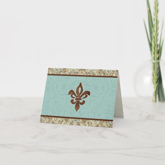 Fleur di Lys Damask Correspondentiekaart Bedankkaart (Voorkant)