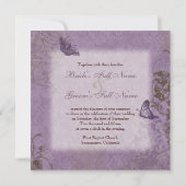 Fleur di Lys Damask - Dk Paars Wedding Invitation Kaart (Achterkant)