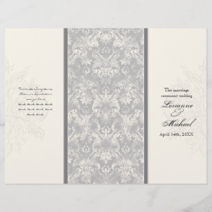 Fleur di Lys Damask - Gray Formal Wedding Programm