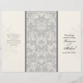Fleur di Lys Damask - Gray Formal Wedding Programm