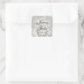 Fleur di Lys Damask - Grijze trouwring Vierkante Sticker (Tas)